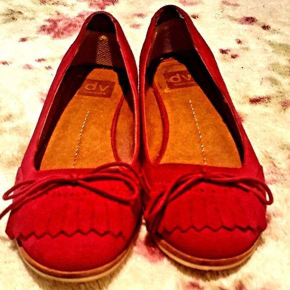 DV by Dolce Vita Red Suede Flats - Picture 3 of 4